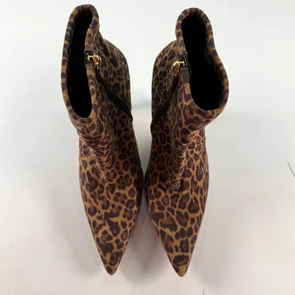 Good American Leopard Print Stiletto Ankle Boots Size 9 High Heel Animal‎ Print